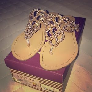 Glittery Rose Gold Thong Sandals